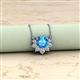 2 - Bellezza 4.50 mm Round Blue Topaz and Diamond Half Halo Pendant Necklace 