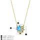 3 - Bellezza 4.50 mm Round Blue Topaz and Diamond Half Halo Pendant Necklace 