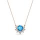 1 - Bellezza 4.50 mm Round Blue Topaz and Diamond Half Halo Pendant Necklace 