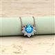 2 - Bellezza 4.50 mm Round Blue Topaz and Diamond Half Halo Pendant Necklace 