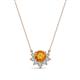 1 - Bellezza 4.50 mm Round Citrine and Diamond Half Halo Pendant Necklace 