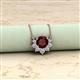 2 - Bellezza 4.50 mm Round Red Garnet and Diamond Half Halo Pendant Necklace 