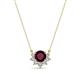 1 - Bellezza 4.50 mm Round Rhodolite Garnet and Diamond Half Halo Pendant Necklace 
