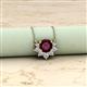 2 - Bellezza 4.50 mm Round Rhodolite Garnet and Diamond Half Halo Pendant Necklace 