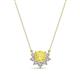 1 - Bellezza 4.50 mm Round Yellow Sapphire and Diamond Half Halo Pendant Necklace 