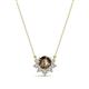 1 - Bellezza 4.50 mm Round Smoky Quartz and Diamond Half Halo Pendant Necklace 