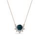 1 - Bellezza 4.50 mm Round London Blue Topaz and Diamond Half Halo Pendant Necklace 