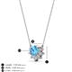 3 - Bellezza 4.50 mm Round Blue Topaz and Diamond Half Halo Pendant Necklace 