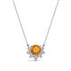 1 - Bellezza 4.50 mm Round Citrine and Diamond Half Halo Pendant Necklace 