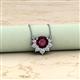 2 - Bellezza 4.50 mm Round Rhodolite Garnet and Diamond Half Halo Pendant Necklace 