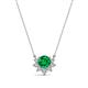 1 - Bellezza 4.50 mm Round Emerald and Diamond Half Halo Pendant Necklace 