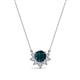 1 - Bellezza 4.50 mm Round London Blue Topaz and Diamond Half Halo Pendant Necklace 