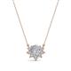 1 - Bellezza 4.50 mm Round White Sapphire and Diamond Half Halo Pendant Necklace 