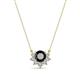 1 - Bellezza 4.50 mm Round Black and White Diamond Half Halo Pendant Necklace 
