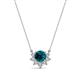 1 - Bellezza 4.50 mm Round Blue and White Diamond Half Halo Pendant Necklace 