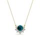 1 - Bellezza 4.50 mm Round Blue and White Diamond Half Halo Pendant Necklace 