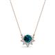 1 - Bellezza 4.50 mm Round Blue and White Diamond Half Halo Pendant Necklace 