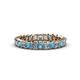 1 - Allie 3.00 mm Princess Cut London Blue Topaz and Lab Grown Diamond Eternity Band 