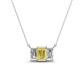 1 - Veronica 6x4 mm Emerald Shape Yellow Sapphire and Diamond Three Stone Pendant Necklace 