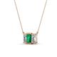 3 - Veronica 6x4 mm Emerald Shape Emerald and Diamond Three Stone Pendant Necklace 