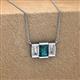 2 - Veronica 6x4 mm Emerald Shape London Blue Topaz and Diamond Three Stone Pendant Necklace 