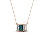 3 - Veronica 6x4 mm Emerald Shape London Blue Topaz and Diamond Three Stone Pendant Necklace 