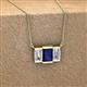 2 - Veronica 6x4 mm Emerald Shape Blue Sapphire and Diamond Three Stone Pendant Necklace 