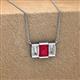 2 - Veronica 6x4 mm Emerald Shape Ruby and Diamond Three Stone Pendant Necklace 