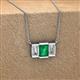 2 - Veronica 6x4 mm Emerald Shape Emerald and Diamond Three Stone Pendant Necklace 