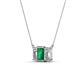 3 - Veronica 6x4 mm Emerald Shape Emerald and Diamond Three Stone Pendant Necklace 