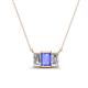 1 - Veronica 6x4 mm Emerald Shape Tanzanite and Diamond Three Stone Pendant Necklace 