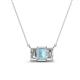 1 - Veronica 6x4 mm Emerald Shape Aquamarine and Diamond Three Stone Pendant Necklace 