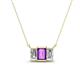 1 - Veronica 6x4 mm Emerald Shape Amethyst and Diamond Three Stone Pendant Necklace 