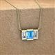 2 - Veronica 6x4 mm Emerald Shape Blue Topaz and Diamond Three Stone Pendant Necklace 