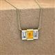 2 - Veronica 6x4 mm Emerald Shape Citrine and Diamond Three Stone Pendant Necklace 