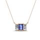 1 - Veronica 6x4 mm Emerald Shape Iolite and Diamond Three Stone Pendant Necklace 