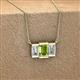 2 - Veronica 6x4 mm Emerald Shape Peridot and Diamond Three Stone Pendant Necklace 