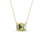 3 - Veronica 6x4 mm Emerald Shape Peridot and Diamond Three Stone Pendant Necklace 