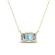1 - Veronica 6x4 mm Emerald Shape Aquamarine and Diamond Three Stone Pendant Necklace 