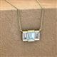 2 - Veronica 6x4 mm Emerald Shape Aquamarine and Diamond Three Stone Pendant Necklace 