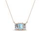 1 - Veronica 6x4 mm Emerald Shape Aquamarine and Diamond Three Stone Pendant Necklace 