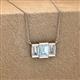 2 - Veronica 6x4 mm Emerald Shape Aquamarine and Diamond Three Stone Pendant Necklace 