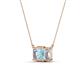 3 - Veronica 6x4 mm Emerald Shape Aquamarine and Diamond Three Stone Pendant Necklace 