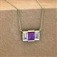2 - Veronica 6x4 mm Emerald Shape Amethyst and Diamond Three Stone Pendant Necklace 