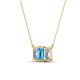 3 - Veronica 6x4 mm Emerald Shape Blue Topaz and Diamond Three Stone Pendant Necklace 