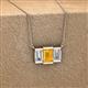 2 - Veronica 6x4 mm Emerald Shape Citrine and Diamond Three Stone Pendant Necklace 