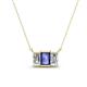 1 - Veronica 6x4 mm Emerald Shape Iolite and Diamond Three Stone Pendant Necklace 
