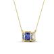 3 - Veronica 6x4 mm Emerald Shape Iolite and Diamond Three Stone Pendant Necklace 