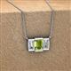 2 - Veronica 6x4 mm Emerald Shape Peridot and Diamond Three Stone Pendant Necklace 