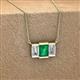 2 - Veronica 6x4 mm Emerald Shape Emerald and Diamond Three Stone Pendant Necklace 